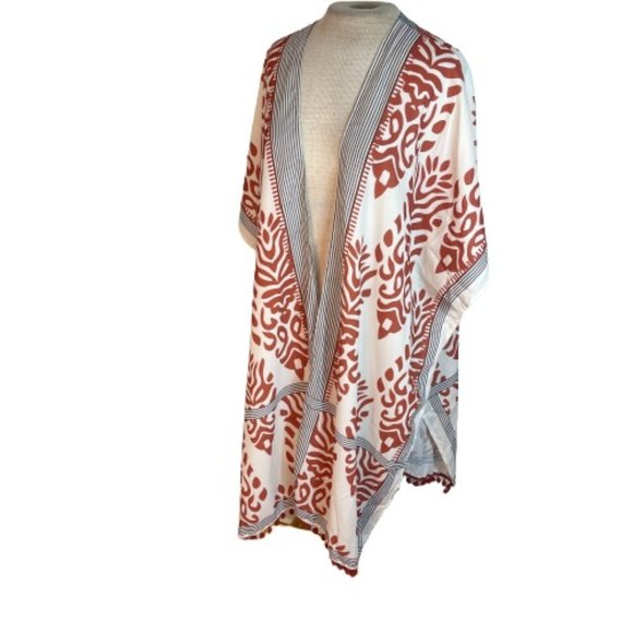 Unbranded Tops - Bohemian Kimono Wrap Black Brown Cream One Size